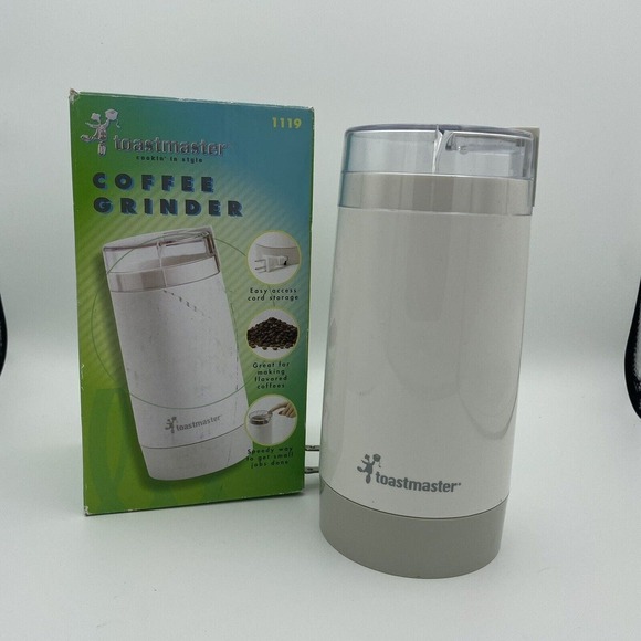 Toastmaster Electric Coffee Grinder Model 1119 120V 2oz/12 Cups Coffee White - Picture 2 of 6